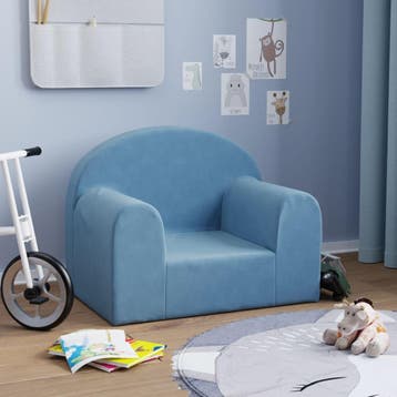 vidaXL Kinderbank zacht pluche blauw, Verzenden, Nieuw
