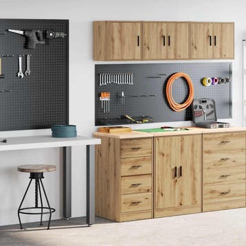 vidaXL Garagekasten 2 st bewerkt hout ambachtelijk eikenhout, Verzenden, Nieuw