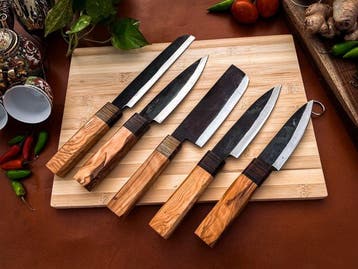 other - Keukenmes - Kitchen knife set - 709 - Staal, Hout,
