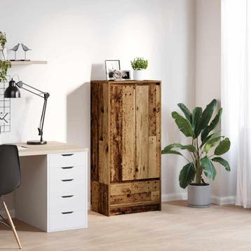 vidaXL Kast met lade 55,5x34x119,5 cm spaanplaat hout oud, Verzenden, Nieuw, Overige houtsoorten