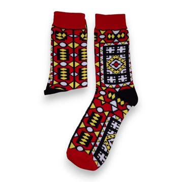 Afrikaanse sokken / Afro sokken / Samakaka sokken - Rood - S, Ophalen of Verzenden, Nieuw