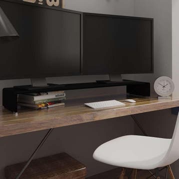 vidaXL TV-meubel/monitorverhoger zwart 120x30x13 cm glas, Huis en Inrichting, Verzenden, Nieuw, Glas, 100 tot 150 cm