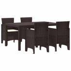vidaXL Tuin Eetset 5 pcs Bruin Polt riet, Verzenden, Nieuw, 5 zitplaatsen