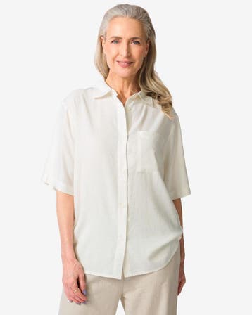 HEMA Damesblouse Lizzy met linnen wit, Verzenden, Nieuw