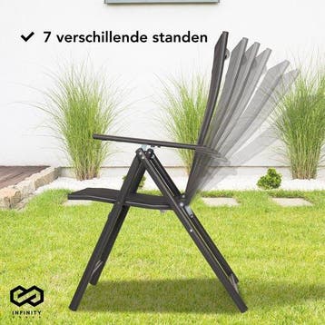 2dekans | Infinity Goods Tuinstoel - 4 Stuks - 7 Verstelbare, Ophalen of Verzenden, Zo goed als nieuw
