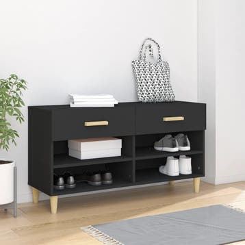 vidaXL Schoenenkast 102x35x55 cm bewerkt hout zwart, Verzenden, Nieuw
