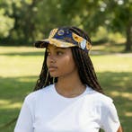 Zonneklep / Pet met Afrikaanse print - Marineblauw Geel Pais, Kleding | Heren, Ophalen of Verzenden, Nieuw