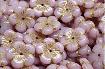 2 x Tsjechische Glaskralen Apple Flower Pressed Beads 14x..., Ophalen of Verzenden, Nieuw, Kraal