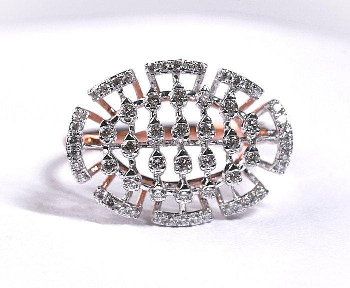 Ring - 14 karaat Geel goud - 0.38ct. tw. Diamant, Sieraden, Tassen en Uiterlijk, Ringen