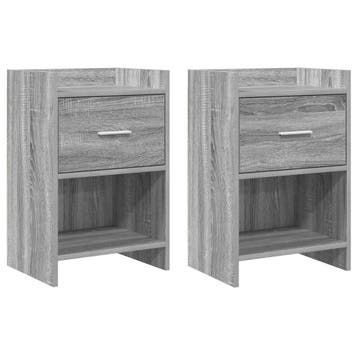vidaXL Nachtkastjes 2 st Grijs Sonoma 40 x 30 x 60 cm, Minder dan 45 cm, Verzenden, Nieuw, 55 tot 70 cm