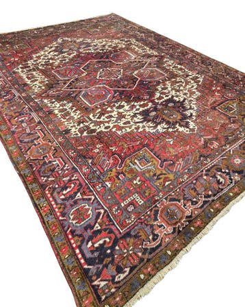 Groot Perzisch tapijt Heriz 385x295 wollen vloerkleed iran, Ophalen of Verzenden, Zo goed als nieuw, Perzisch tapijt heriz wollen vloerkleed handgeknoopt 
