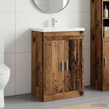 vidaXL Badkamer Onder Wasbak Kast Oud hout 56 x 37,5 x 81 cm, Verzenden, Nieuw