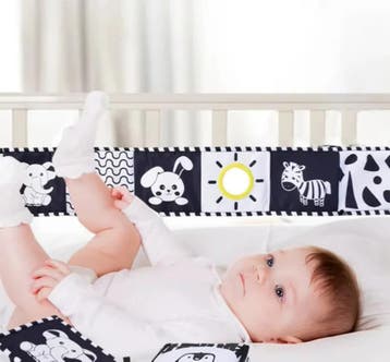 Baby voelboekje/boxhanger Sweet Animals zwart wit, Verzenden, Nieuw, Kraamcadeau