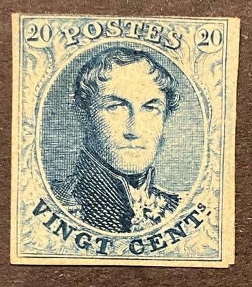 België 1861 - Leopold I Medaillon zonder watermerk - 20c, Gestempeld