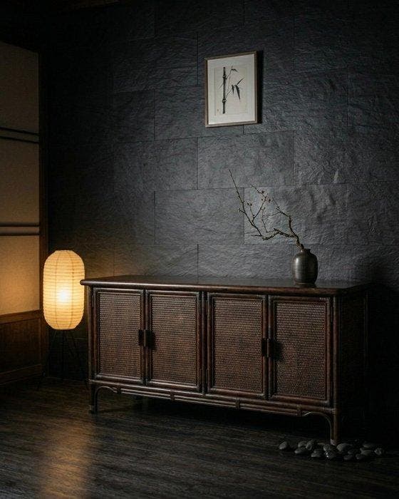Dressoir - Bamboe, Rattan, Hout, Antiek en Kunst, Kunst | Designobjecten