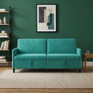 vidaXL Bank met opslag Turquoise 192 x 78 x 87 cm Polyester, Huis en Inrichting, Verzenden, Nieuw, Kunststof, Minder dan 150 cm