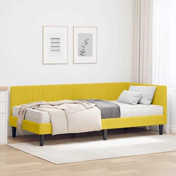 vidaXL Hoekbedframe met Matras met hoofdeinde 2 pcs Geel, Verzenden, Nieuw, Stof