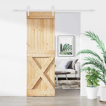 vidaXL Schuifdeur 70 x 210 cm Massief Grenenhout, Doe-het-zelf en Verbouw, Deuren en Horren, Verzenden, Nieuw