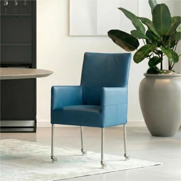 Leren eetkamerstoel Spark - Toledo Turquoise (blauw) -, Blauw, Nieuw, Ophalen of Verzenden, Industrieel, Modern