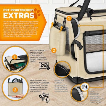 Reisbench hond - Draagtas hond - Transportbox - 61x42x42 cm, Verzenden, Zo goed als nieuw