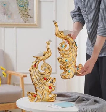 Luxe Gouden Pauwen Beeldjes - Creatieve Decoratie voor Woonk, Sieraden, Tassen en Uiterlijk, Broches, Verzenden, Nieuw