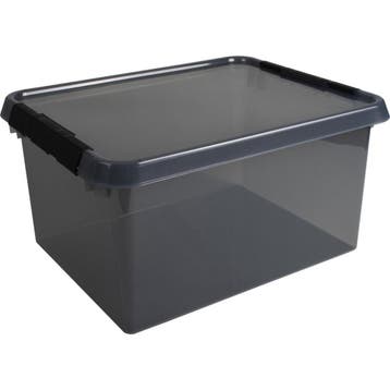 Opbergbox 36L - Transparant/Antraciet, Nieuw