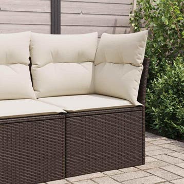 vidaXL Tuinhoekbank met kussens poly rattan bruin, Verzenden, Nieuw