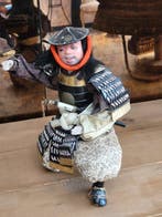 Hatamoto popje van een samoerai - Hout, Katoen, Creamware,