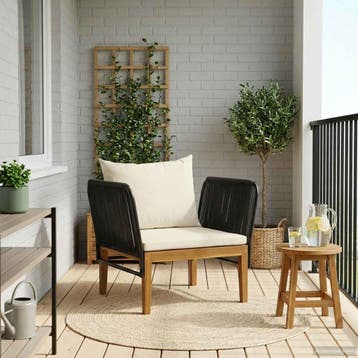 vidaXL Tuinstoel met Kussens Massief acaciahout & touw, Verzenden, Nieuw