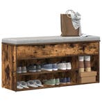 vidaXL Schoenenbank 102x30,5x45 cm bewerkt hout gerookt, Huis en Inrichting, Verzenden, Nieuw