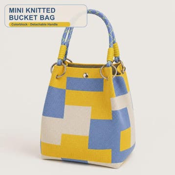 Mini Gebreide Bucket Bag Dames - Kleurrijk Colorblock Polsta, Sieraden, Tassen en Uiterlijk, Tassen | Damestassen, Verzenden, Nieuw