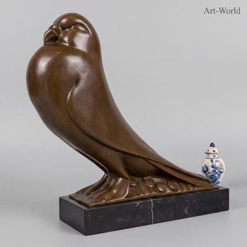 Beeld, Naar Coenrad : Exclusief Beeld, Duif - 29 cm - Brons,, Antiek en Kunst