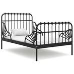 vidaXL Bedframe verlengbaar metaal zwart 80x130/200 cm, Eenpersoons, Verzenden, Zwart, Nieuw