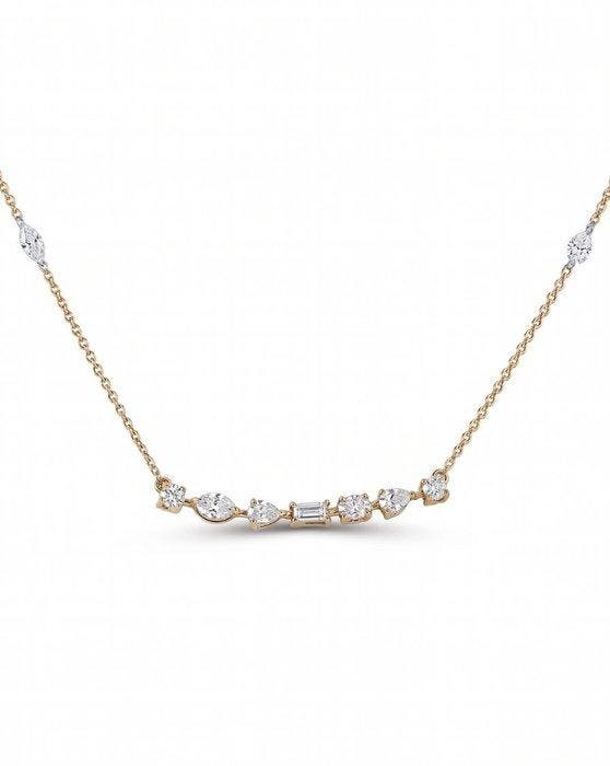Halsketting - 14 karaat Geel goud - 1.01ct. tw. Diamant, Sieraden, Tassen en Uiterlijk, Kettingen