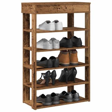 vidaXL Schoenenrek 60x30x98 cm bewerkt hout oud houtkleurig, Verzenden, Nieuw