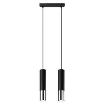 Hanglamp | 2 | Zwart met zilveren buitenzijde | Luxe LED, Ophalen of Verzenden, Nieuw