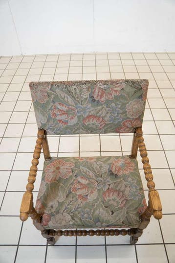 Antieke fauteuil met bloemenmotief zitting, Huis en Inrichting, Ophalen of Verzenden, Nieuw
