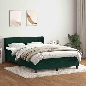 vidaXL Boxspring met matras fluweel donkergroen 160x220 cm, Verzenden, Nieuw, Groen, Stof