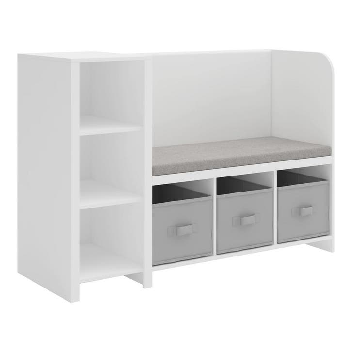Kinderrek Høylandet met zitbank 76x112x40 cm wit en grijs [e, Kinderen en Baby's, Kinderkamer | Overige Meubels, Verzenden