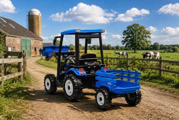 24V GIGA Tractor met frontlader + aanhanger blauw, 24V7ah, Ophalen of Verzenden, Nieuw