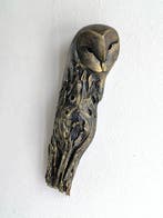 Federico Alibrio - Reliëf, Wood Barn Owl - Spirit - 32 cm -