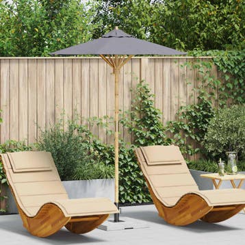 vidaXL Tuinparasol Ø 150 x 210 cm Bamboe Rond Donkergrijs, Tuin en Terras, Verzenden, Nieuw, 1 tot 2 meter