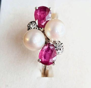 Verlovingsring - 18 karaat Witgoud - 1.40ct. tw. Robijn -