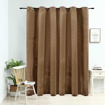 vidaXL Gordijn verduisterend met ringen 290x245 cm fluweel, Verzenden, Nieuw, Beige