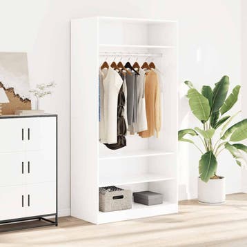 vidaXL Kledingkast 100x50x200 cm bewerkt hout hoogglans wit, Huis en Inrichting, Kasten | Kledingkasten, Verzenden, Nieuw