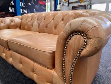 Chesterfield Maarssen ! Camel Leren 3 zits Chesterfield Bank, Huis en Inrichting, Ophalen, Chesterfield, Driepersoons, Leer