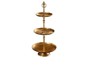 Design taartplateau ORIENT 65cm goud in wild hammer finish, Huis en Inrichting, Ophalen of Verzenden, Nieuw