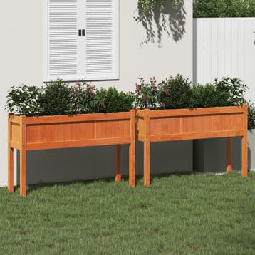vidaXL Plantenbakken met poten 2 st cm massief grenenhout, Verzenden, Minder dan 60 cm, Nieuw, 60 cm of meer
