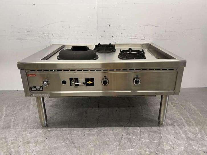 RVS Nayati woktafel wokfornuis 3 branders 150 cm Propaan gas, Zakelijke goederen, Horeca | Keukenapparatuur, Nieuw zonder verpakking