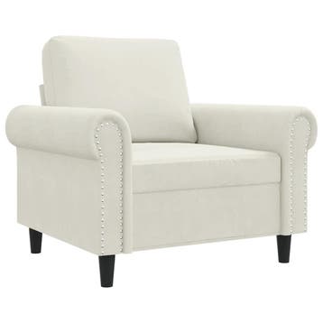 Fauteuil Fluweel Creme | Retourdeal - 57% Korting, Huis en Inrichting, Fauteuils, 75 tot 100 cm, Ophalen of Verzenden, Zo goed als nieuw